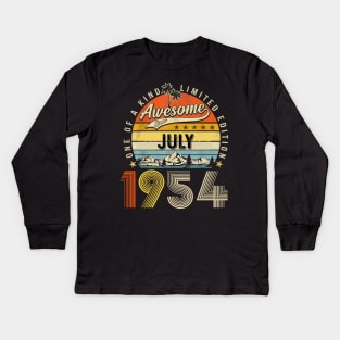 Awesome Since July 1954 Vintage 69th Birthday Kids Long Sleeve T-Shirt